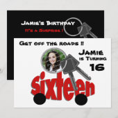 Invitation Seizième anniversaire / Clés de voiture (Devant / Derrière)