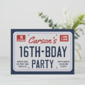 Invitation Seizième Anniversaire Plate Anniversaire Fête (Debout devant)