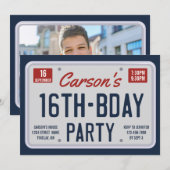 Invitation Seizième Anniversaire Plate Anniversaire Fête (Devant / Derrière)