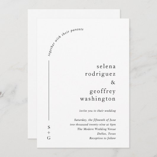 Invitation Selena minimaliste Arch Mariage moderne (Devant / Derrière)