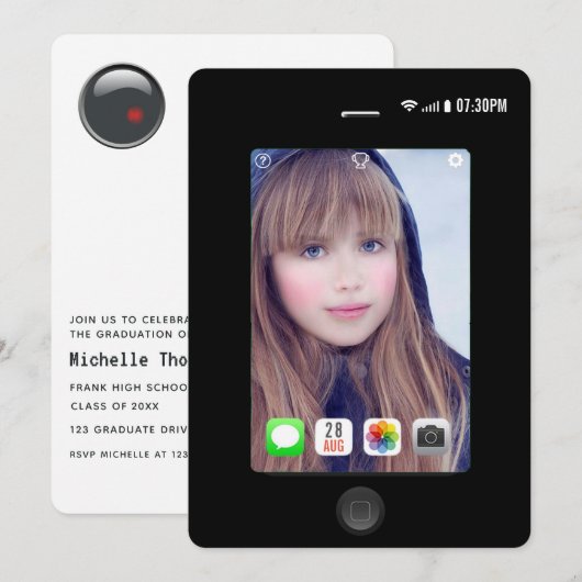 Invitation Selfie Graduation Party Photo (Devant / Derrière)