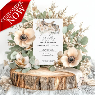 Invitation Selle d'aquarelle rousse rustique et Fleur sauvage