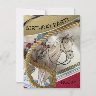 Invitation Selle de cheval de cowboy chapeau de corde anniver