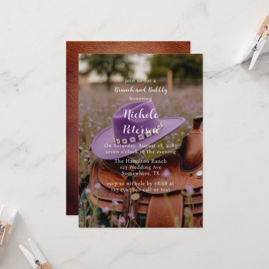 Invitation Selle sur la clôture avec Brunch Casquette et Bubb (Devant/Arrière en situation)