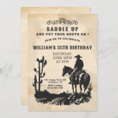 Invitation Sellez, fête western, anniversaire cowboy (Devant / Derrière)
