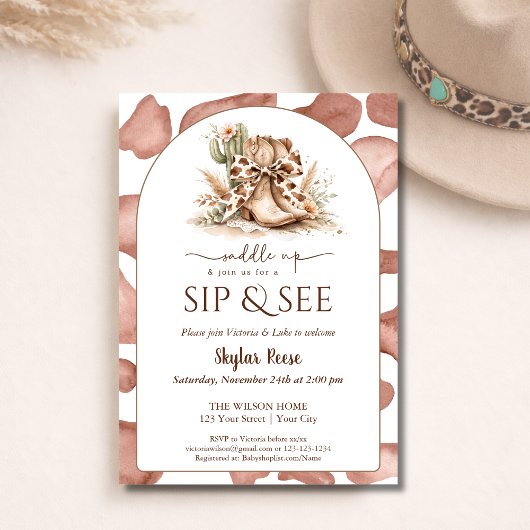 Invitation Sellez Rustique Occidental Arqué Sip And See