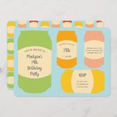 Invitation Seltzer Soda Cans fête d'été Anniversaire (Devant / Derrière)