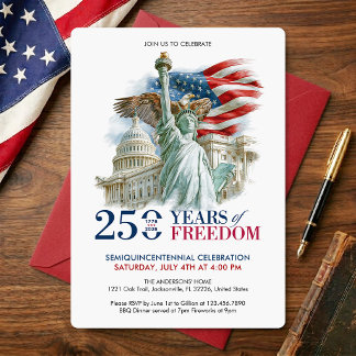 Invitation Semiquincentenaire des États-Unis 250 ans de liber