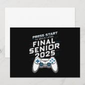 Invitation Senior 2025 Promotion 2025 Joueur Jeux Vidéo (Devant / Derrière)