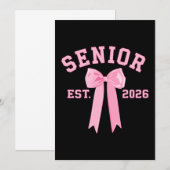 Invitation Senior 2026 Nœud Rose (Devant / Derrière)