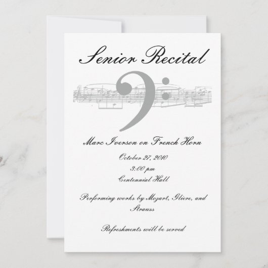 Invitation Senior Music Considérant - Bass Clef (Devant)