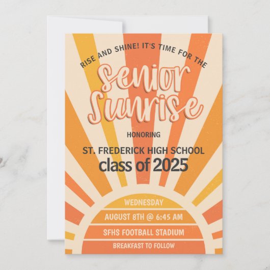Invitation Senior Sunrise High School Senior Breakfast (Devant)