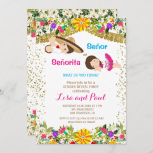 Invitation Señor ou Señorita Fiesta Révélation de genre 