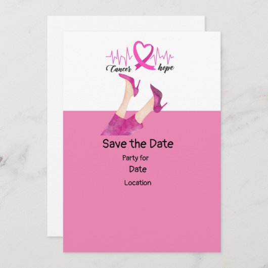 Invitation Sensibilisation au cancer du sein, Save the Date P (Devant / Derrière)