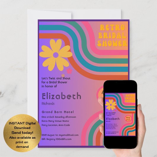 Invitation Sentez La Bataille ! Fête des mariées Cosmic Retro