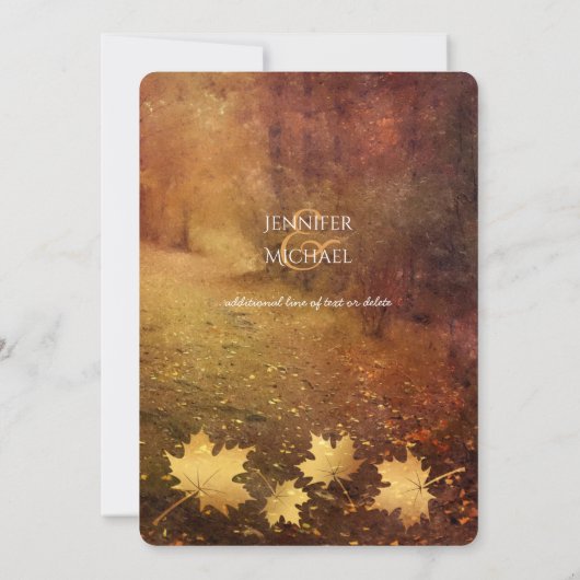 Invitation sentier d'automne érable feuille mariage rustique (Dos)