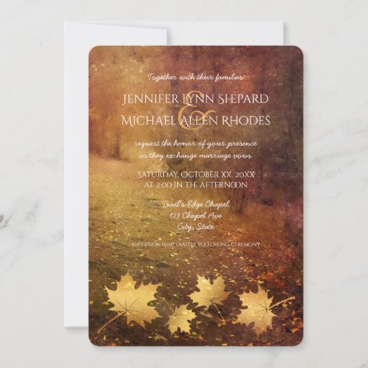 Invitation sentier d'automne érable feuille mariage rustique (Devant)