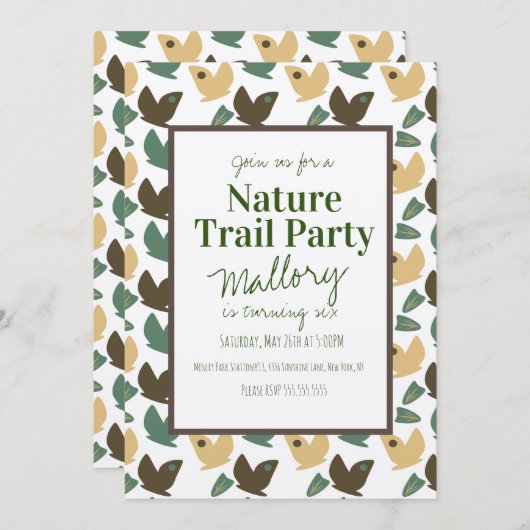 Invitation Sentier de la nature Bois Papillon Anniversaire Ru (Devant / Derrière)