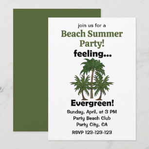 Invitation Sentiment Palmier Toujours Vert Plage Été Fête