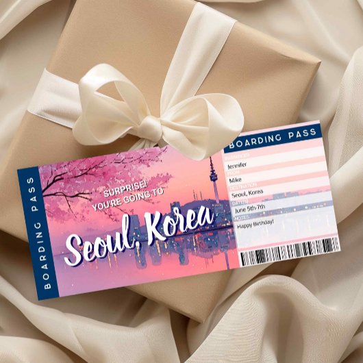 Invitation Seoul Surprise Trip Boarding Pass Gift Ticket Card