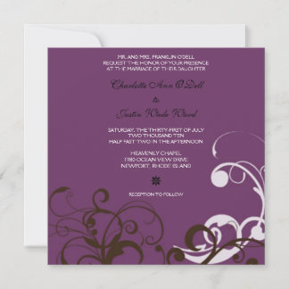 Invitation s'épanouir; mariage pourpre