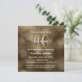 Invitation Sepia Bokeh, Parties scintillant Or & Script 50 &  (Debout devant)