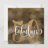 Invitation Sepia Bokeh, Parties scintillant Or & Script 50 &  (Dos)