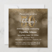 Invitation Sepia Bokeh, Parties scintillant Or & Script 50 &  (Devant)