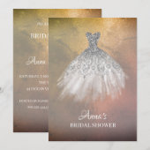 Invitation *~* Sepia Gold White Gown Fête de l'mariée (Devant / Derrière)