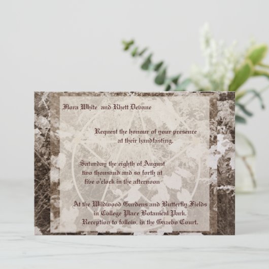 Invitation Sepia Grapevine Mariage/Handfasting Pentacle Suite (Debout devant)