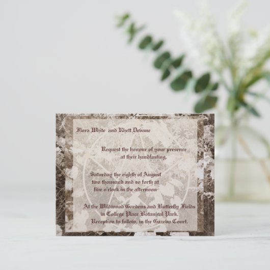 Invitation Sepia Grapevine Mariage/Handfasting Pentacle Suite (Debout devant)