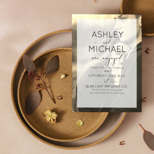 Invitation Sepia Kraft Typographie Fiançailles photo Invitati