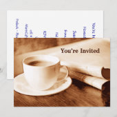 Invitation Sepia Morning News & Coffee Vous êtes invité (Devant / Derrière)