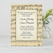 Invitation Sepia Tone Antique Sheet Musique Thème Mariage (Debout devant)