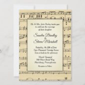Invitation Sepia Tone Antique Sheet Musique Thème Mariage (Devant)