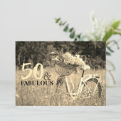 Invitation Sepia vintage Anniversaire 50 et Fabulous Bicycle (Debout devant)