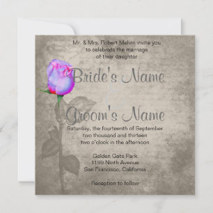 Invitation Sepia Vintage Spot Color Rose Bud Mariage