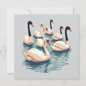 Invitation Sept cygnes nageant Pochoir découpé de style 1 (Devant)