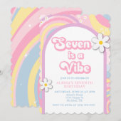 Invitation Sept est une ambiance Groovy, Fille Rétro Couleurs (Devant / Derrière)