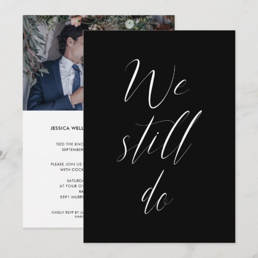 Invitation Sequel Mariage Solid Noir Nous Faisons Toujours Ph (Devant / Derrière)