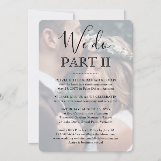Invitation Sequel Wedding 2 Photo Overlay We Do Part II (Devant)
