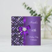 Invitation Séquence 40e anniversaire Violet Diamant Nœud (Debout devant)