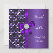 Invitation Séquence 40e anniversaire Violet Diamant Nœud (Devant)