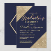 Invitation Séquence de Parties scintillant de la Gold Navy Bl (Devant / Derrière)