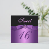 Invitation Séquence noire violette Bow (IMPRIMÉ) Sweet 16 (Debout devant)