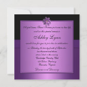 Invitation Séquence noire violette Bow (IMPRIMÉ) Sweet 16 (Dos)