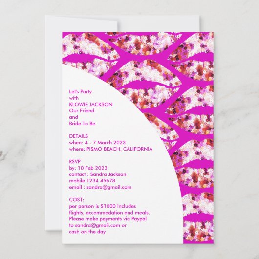 Invitation Sequence Pink Glitzy Bachelorette Party (Dos)