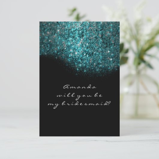 Invitation Séquence turquoise de Confetti Bleu Noir Blanc (Debout devant)