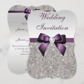 Invitation Séquences d'argent de Faux Diamants Bow Mariage (Devant / Derrière)