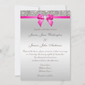 Invitation Séquences d'argent de Faux Diamants Bow Mariage (Dos)
